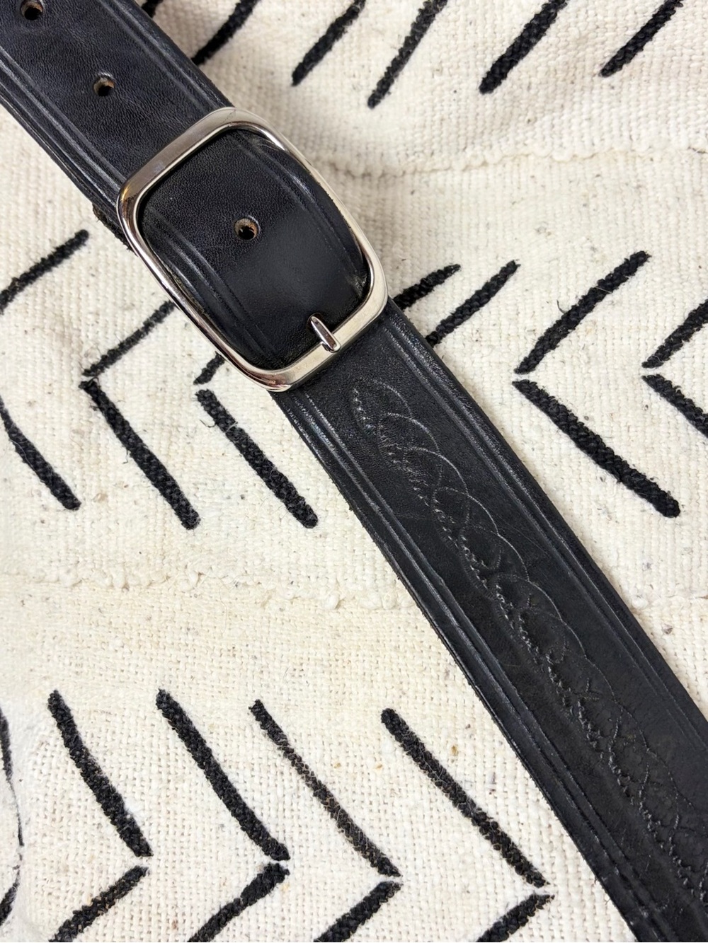 Jenna Bee Handmade African Mud Cloth Bag | Vintage Belt Strap | Boho - Picture 3 of 5